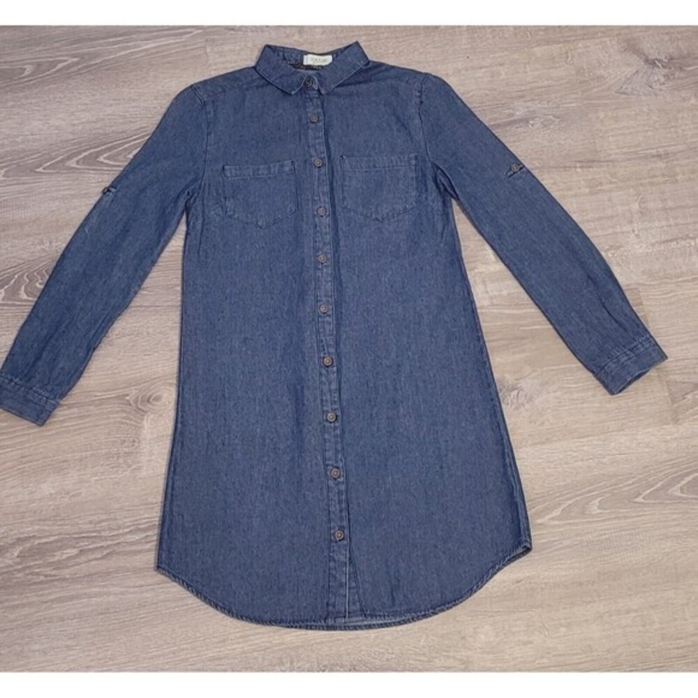 TAYLOR & SAGE Women's Long Sleeve Button Down Denim Shirt Dres Size XS